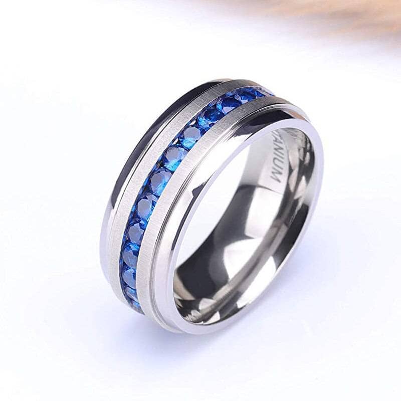 Titanium Men's Wedding Band with Diamond