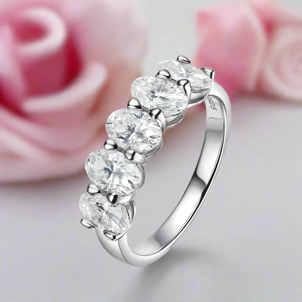 Half Eternity Oval Cut Diamond Wedding Band