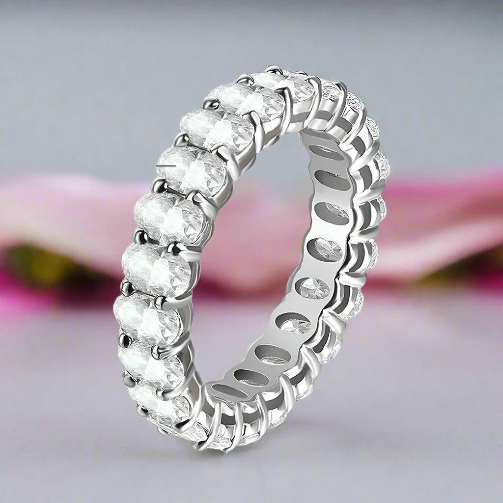 Half Eternity Oval Cut Diamond Wedding Band