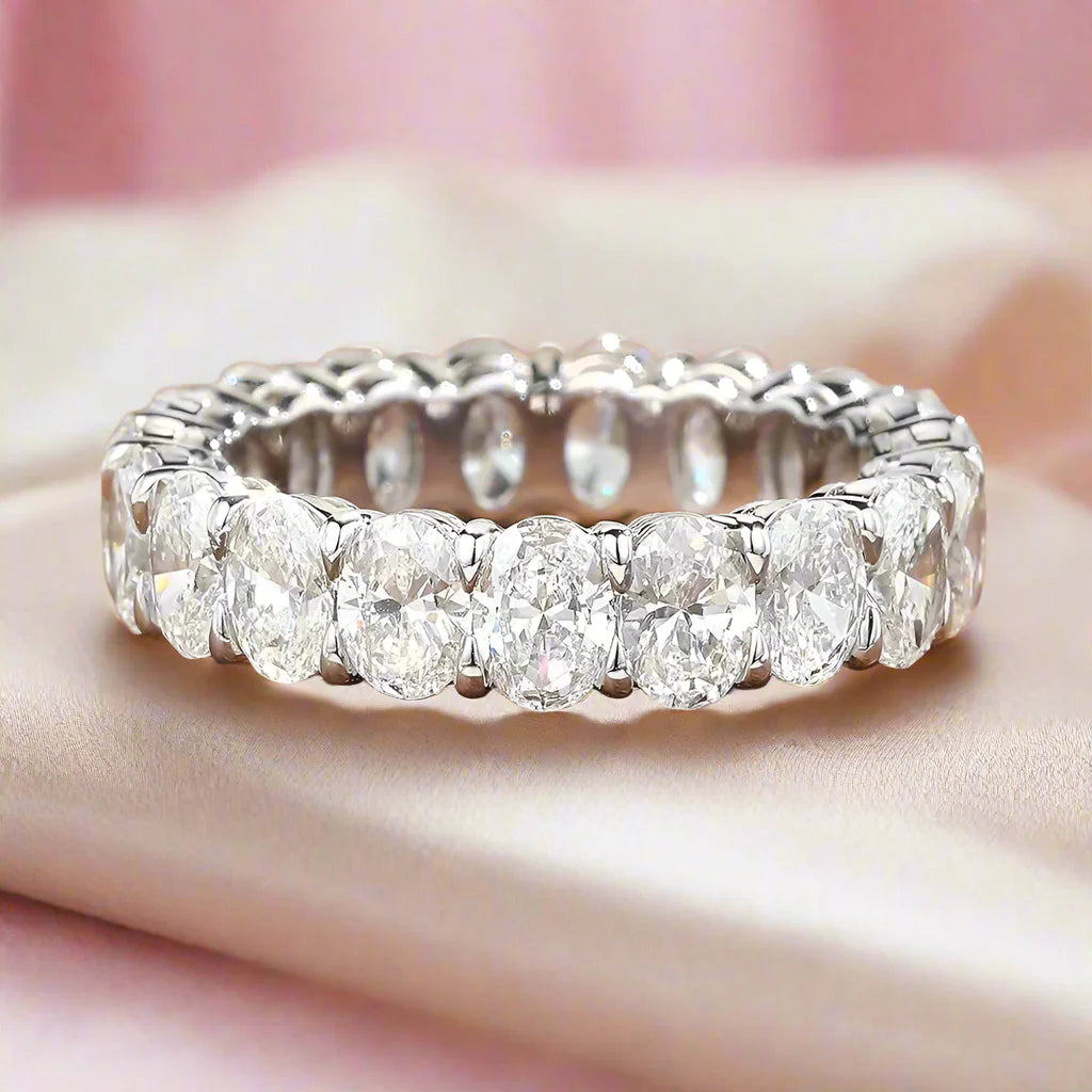 Half Eternity Oval Cut Diamond Wedding Band