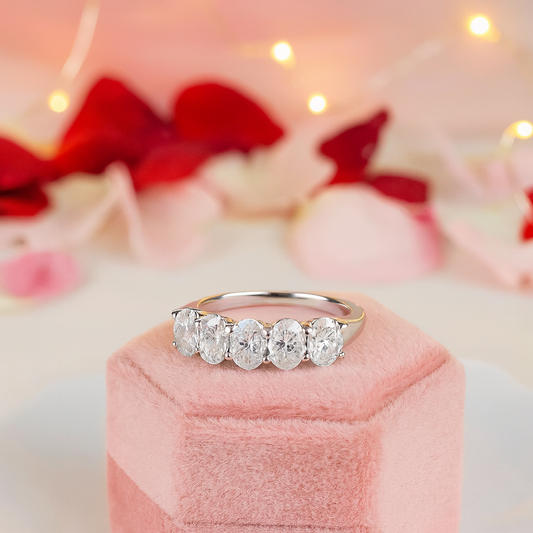 Half Eternity Oval Cut Diamond Wedding Band