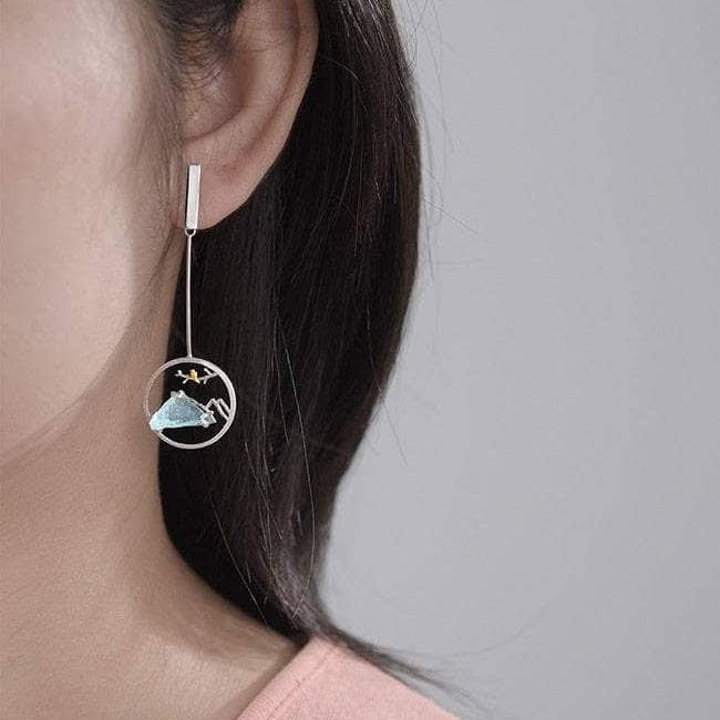 Natural Gemstone Bird Whisper Dangle Earrings