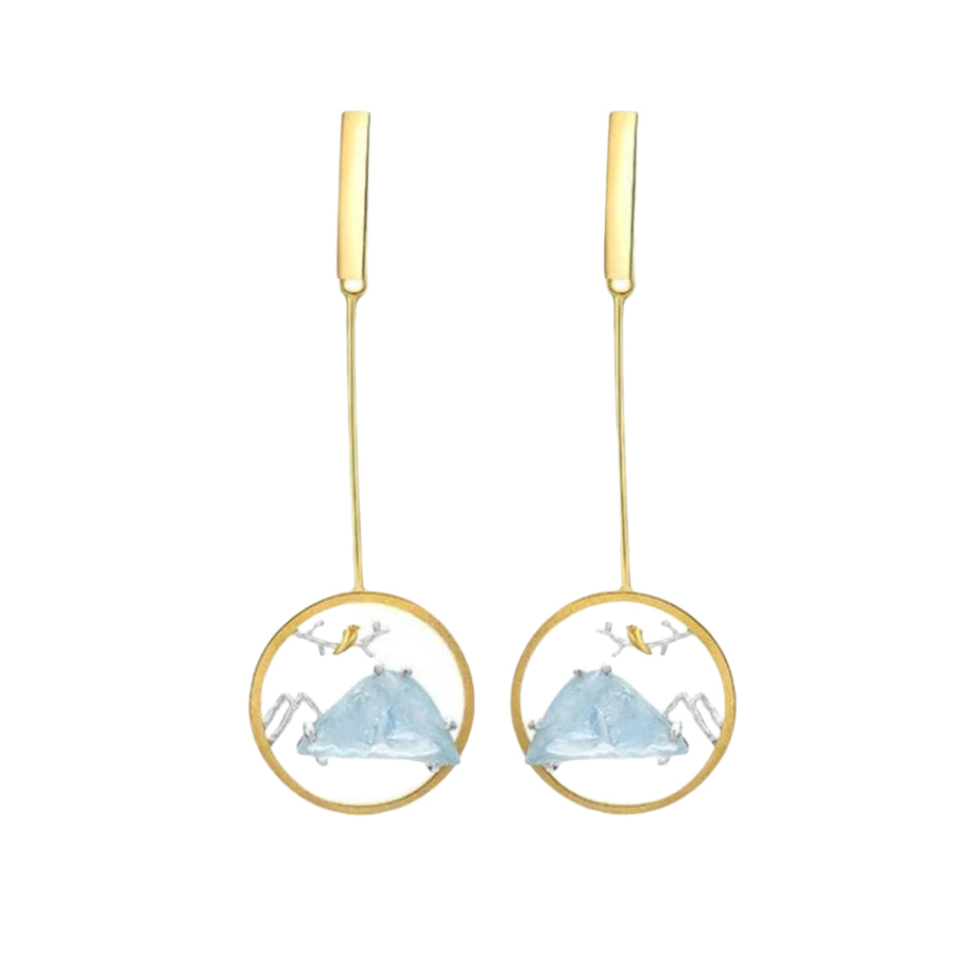 Natural Gemstone Bird Whisper Dangle Earrings