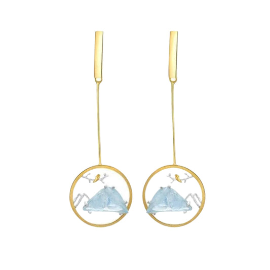 Natural Gemstone Bird Whisper Dangle Earrings