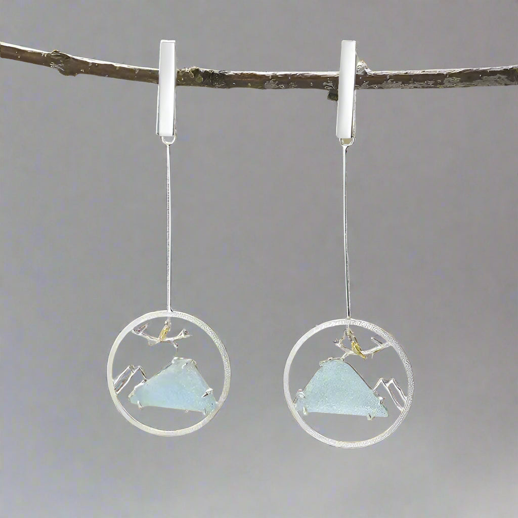 Natural Gemstone Bird Whisper Dangle Earrings