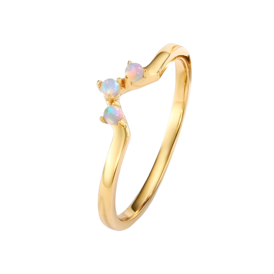Natural Moss Agate Irregular Kit-cut Yellow Gold Wedding Ring