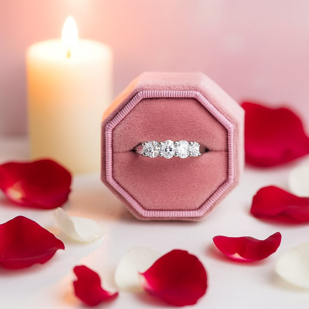 Half Eternity Oval Cut Diamond Wedding Band