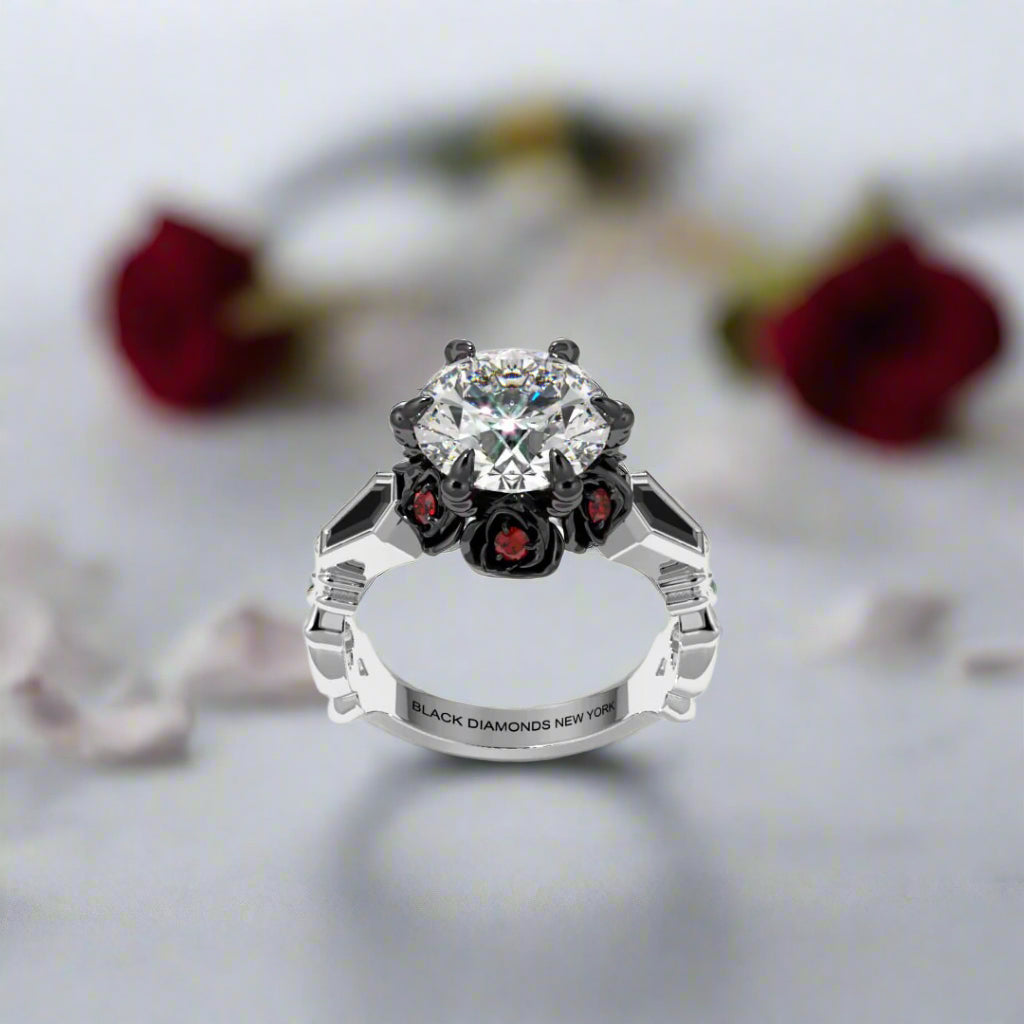 Through Eternity Ring- 3 ct Round Cut Diamond with Spider Legs Gothic Wedding Ring