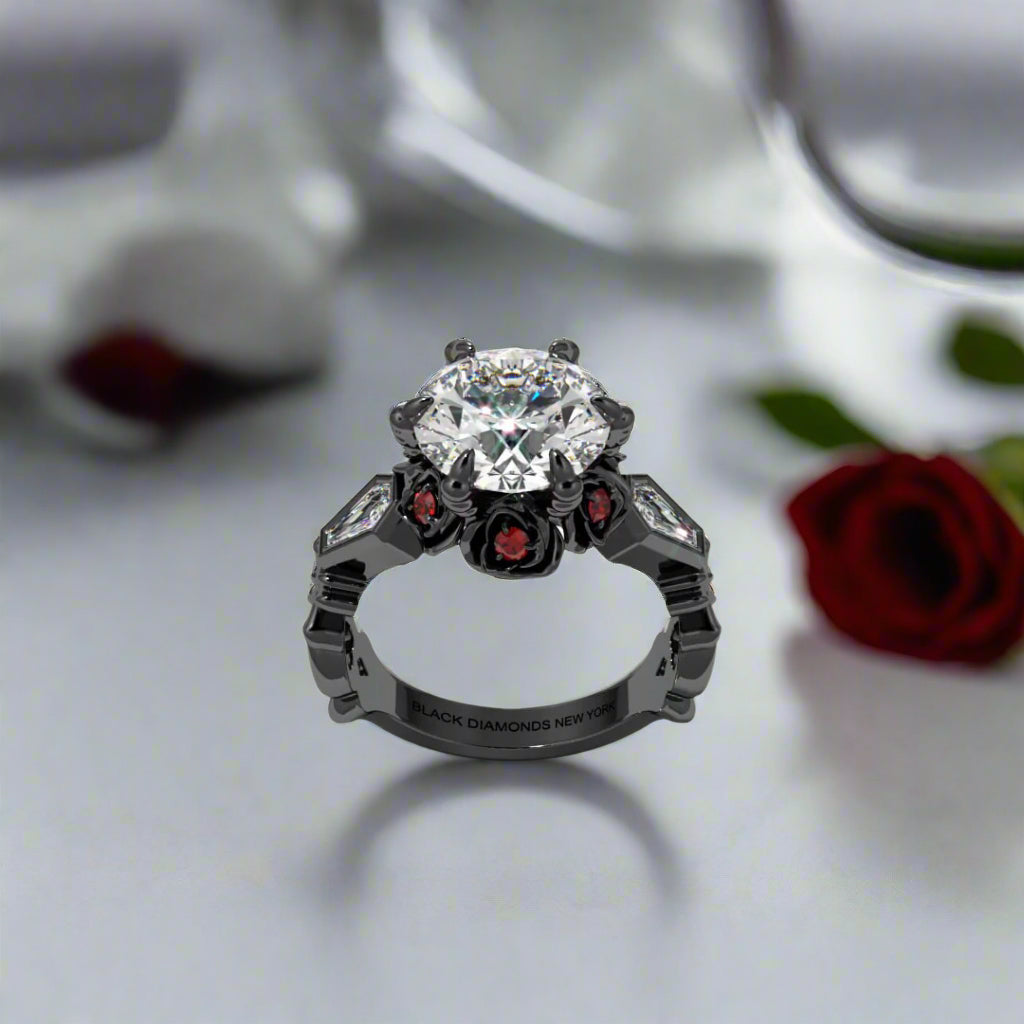 Through Eternity Ring- 3 ct Round Cut Diamond with Spider Legs Gothic Wedding Ring