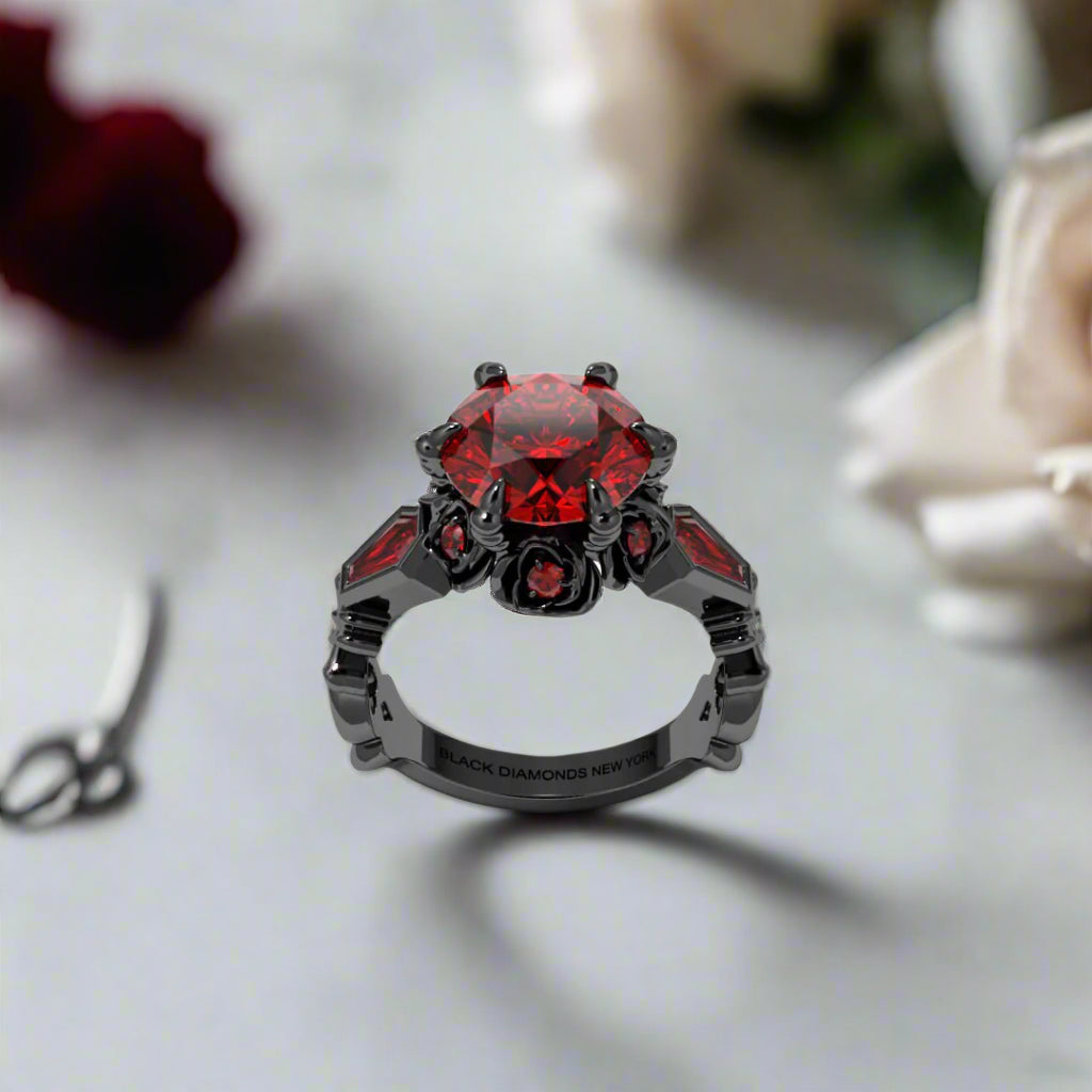 Through Eternity Ring- 3 ct Round Cut Diamond with Spider Legs Gothic Wedding Ring