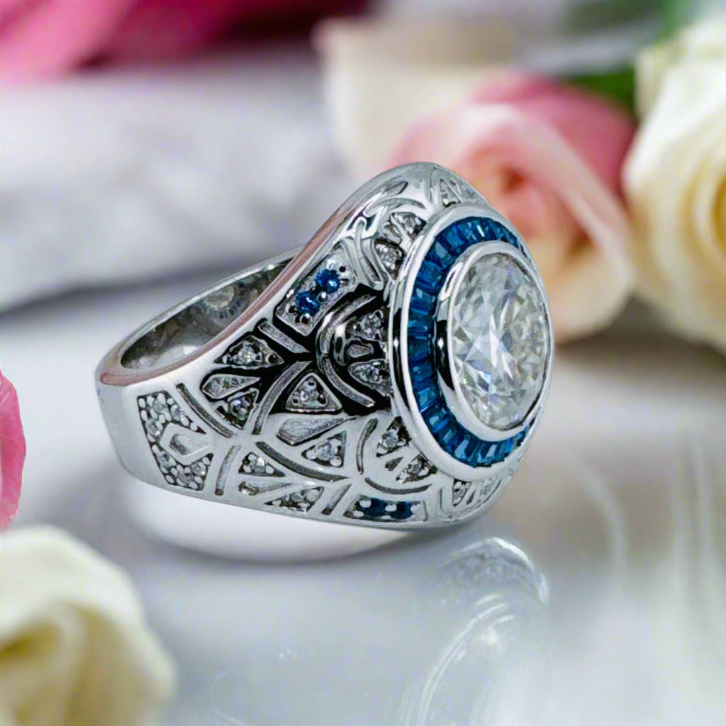 3.0 Ct Diamond Vintage Men's Engagement Ring