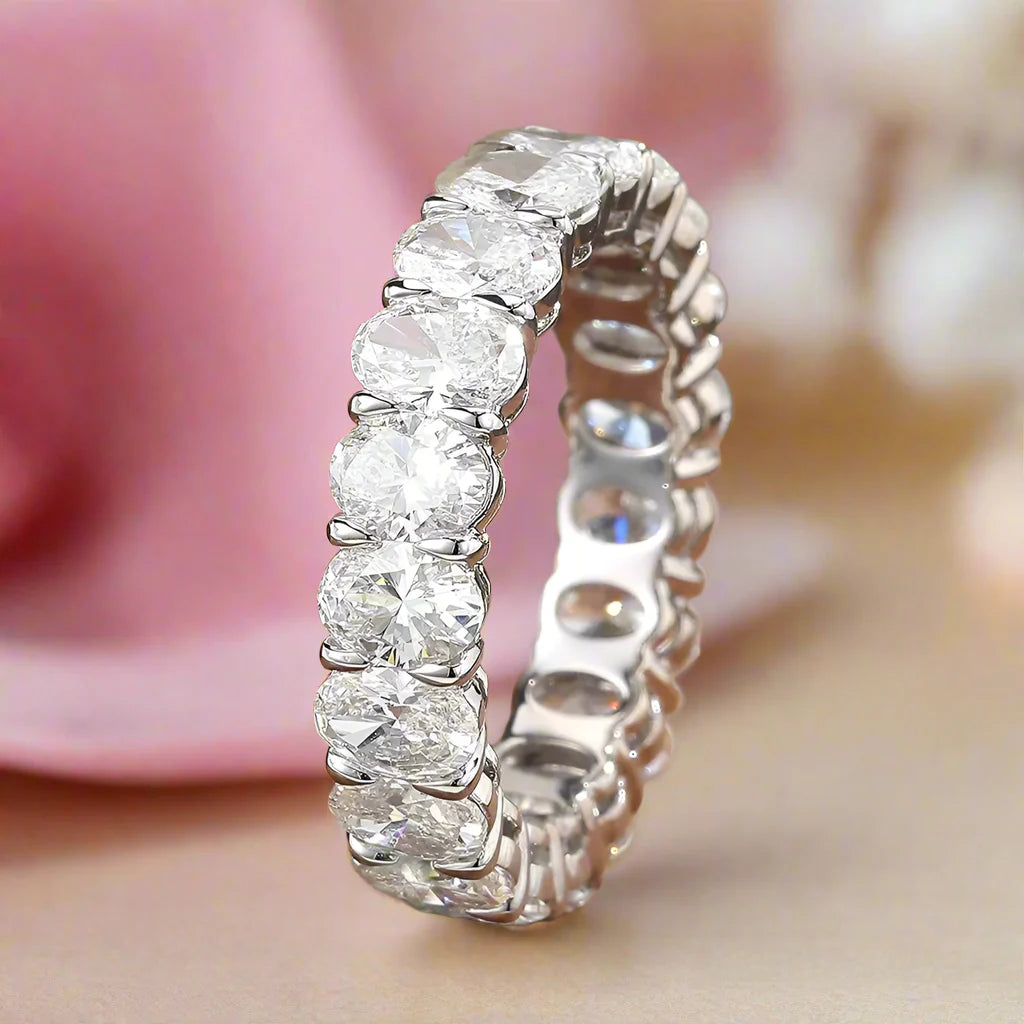 Half Eternity Oval Cut Diamond Wedding Band