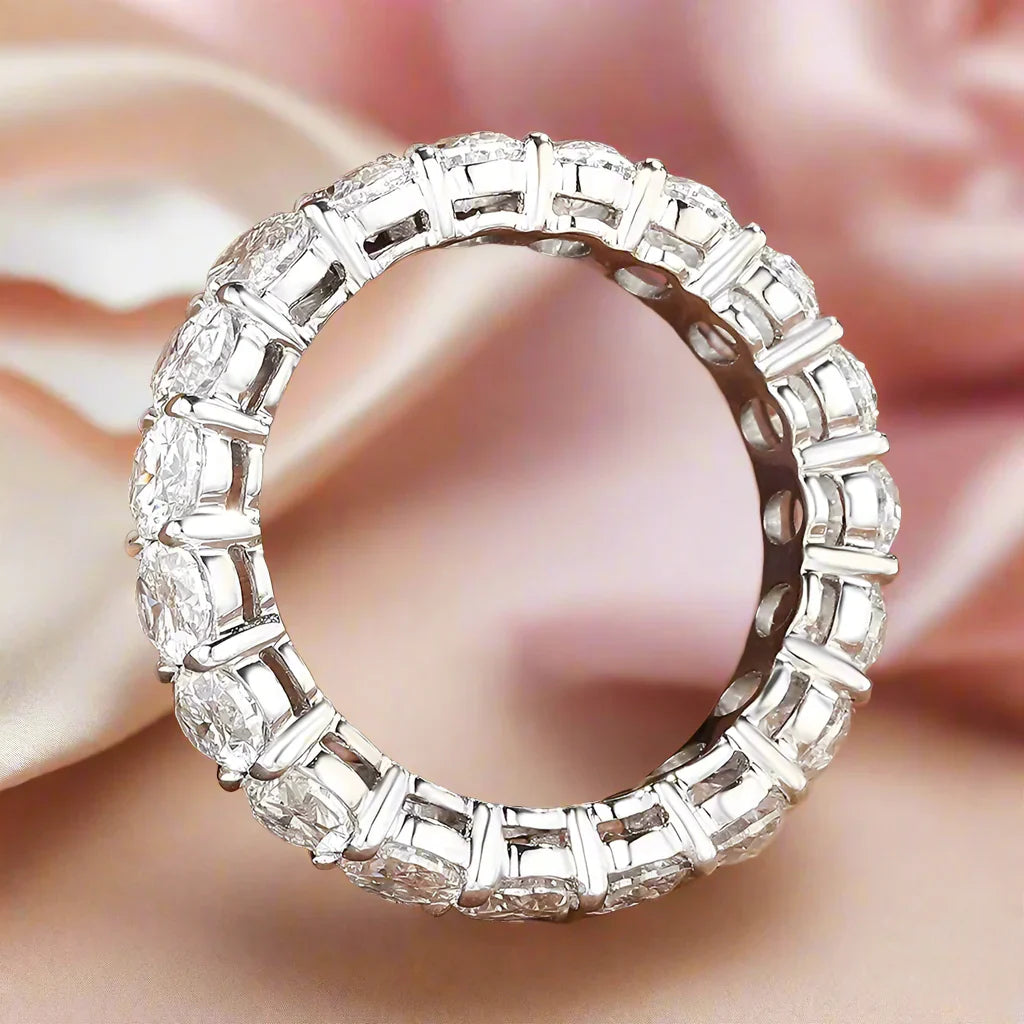 Half Eternity Oval Cut Diamond Wedding Band