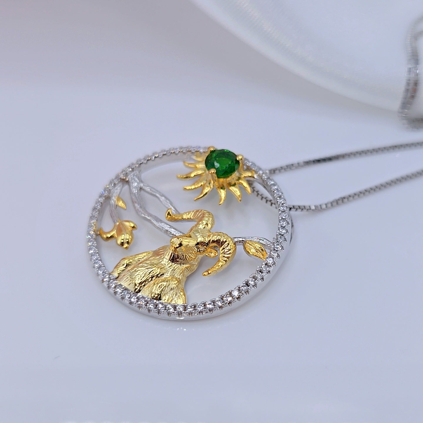 Year Of The Goat-Natural Gemstone Handmade Goat Necklace
