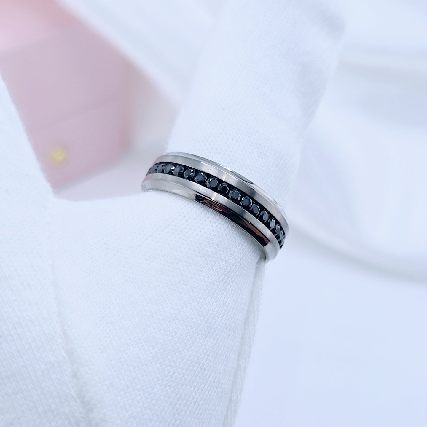 Titanium Men's Wedding Band with Diamond