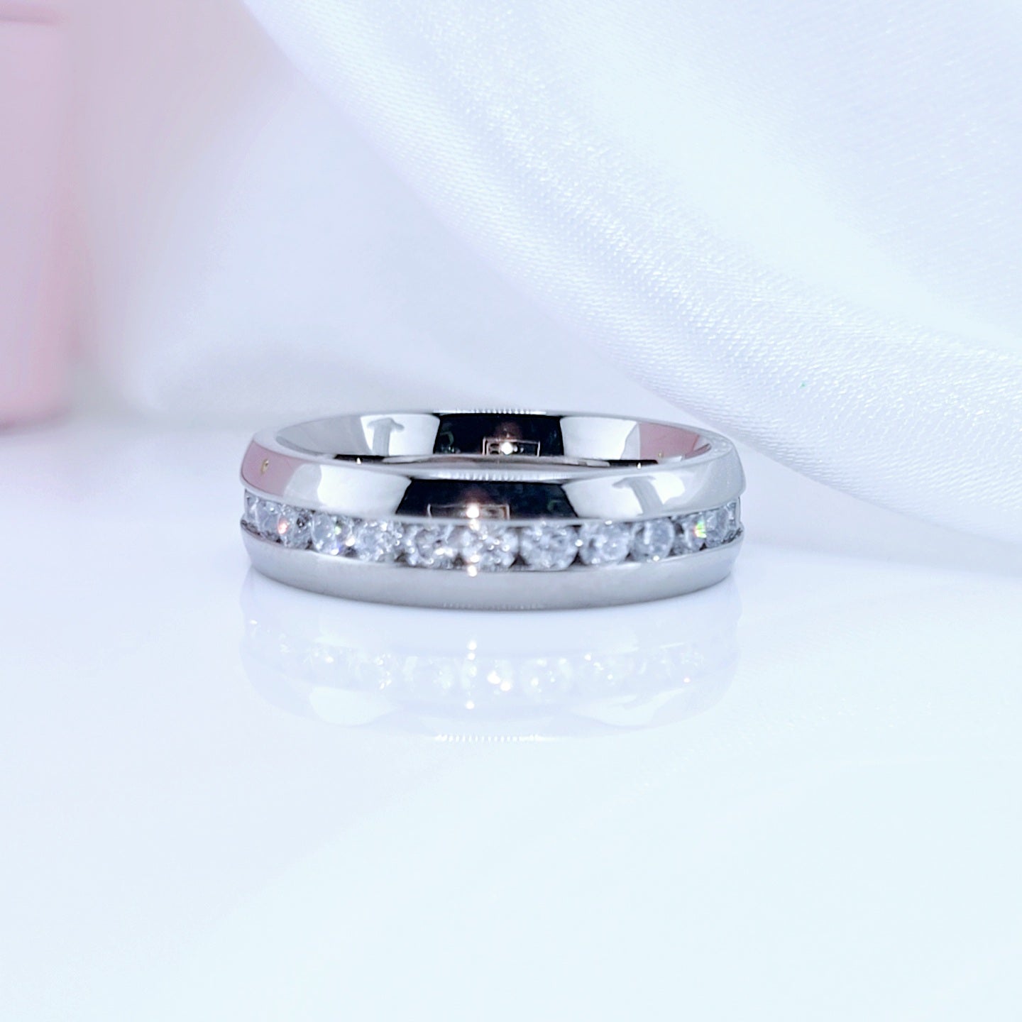 Titanium Men's Wedding Band with Diamond