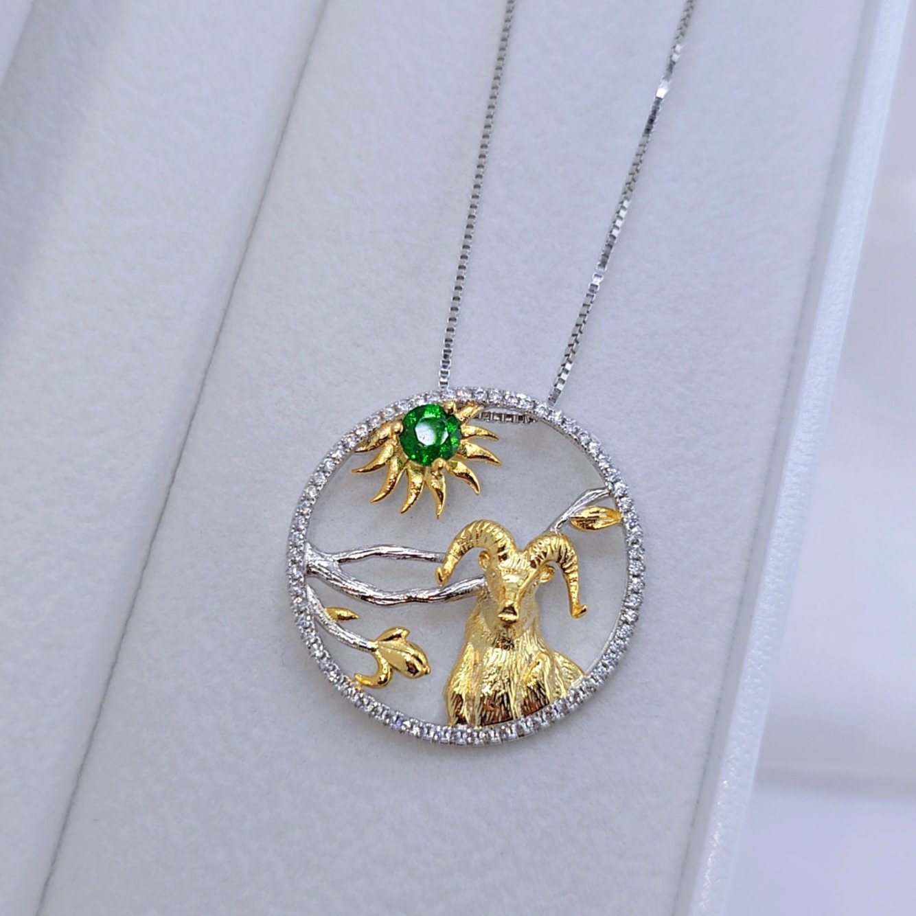 Year Of The Goat-Natural Gemstone Handmade Goat Necklace