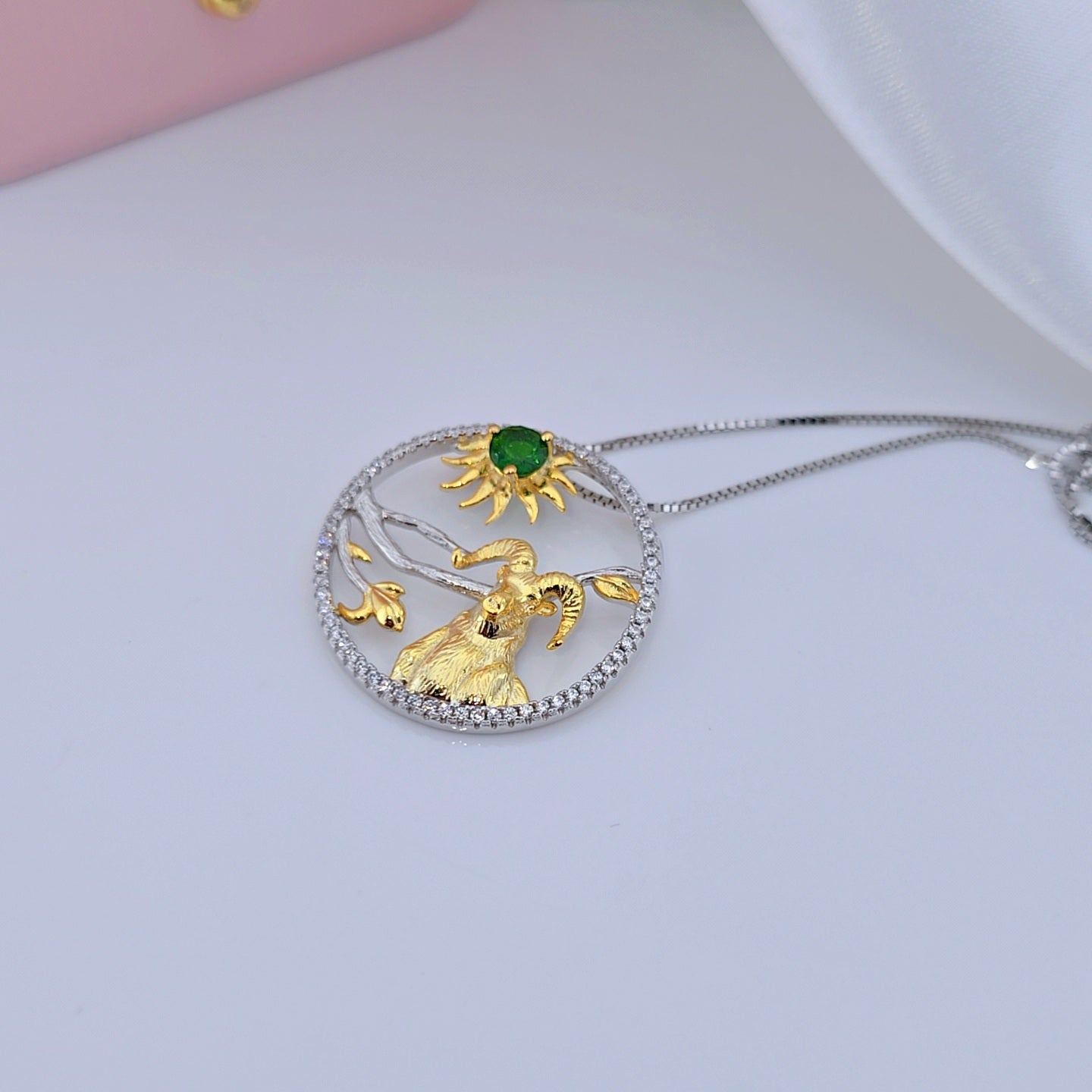 Year Of The Goat-Natural Gemstone Handmade Goat Necklace