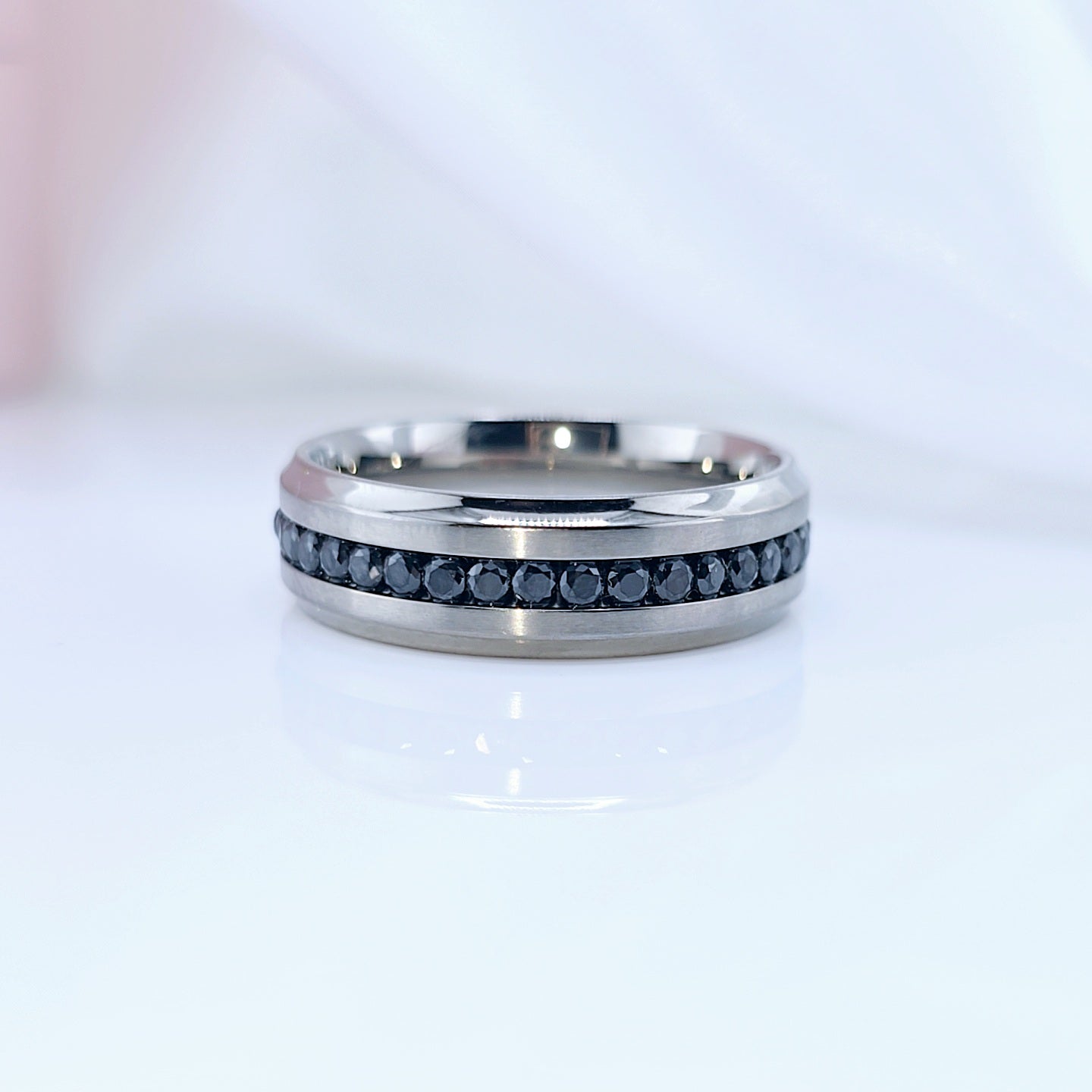Titanium Men's Wedding Band with Diamond