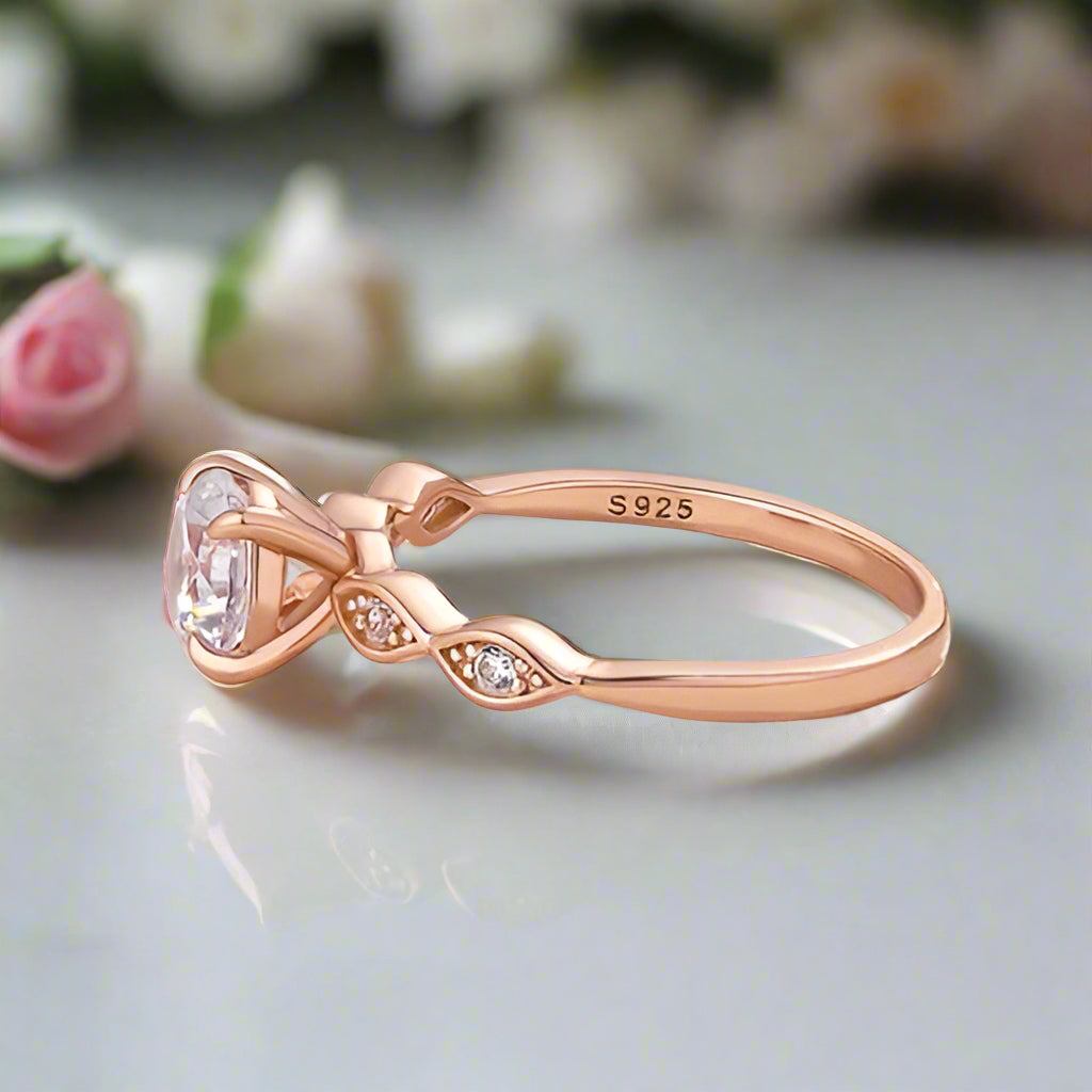 Rose Gold 1.0 ct Round Cut Diamond Promise Ring