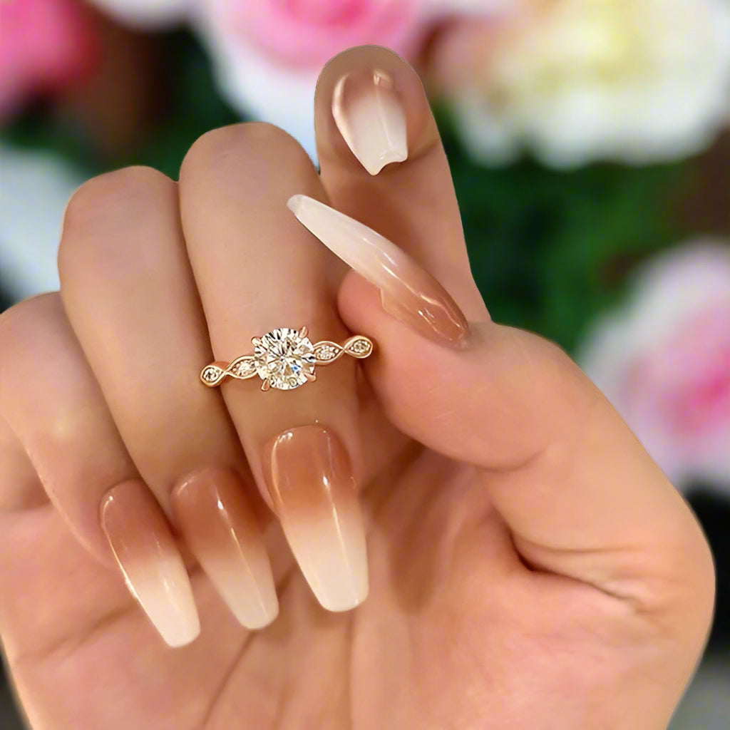 Rose Gold 1.0 ct Round Cut Diamond Promise Ring
