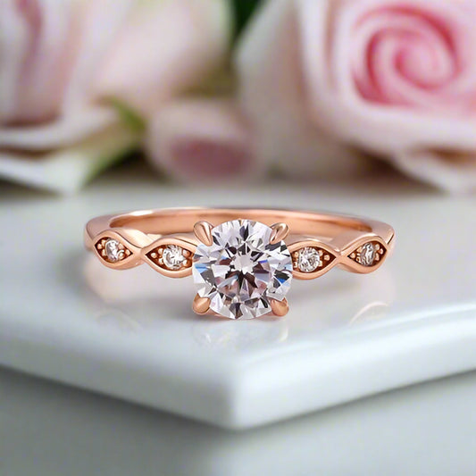 Rose Gold 1.0 ct Round Cut Diamond Promise Ring