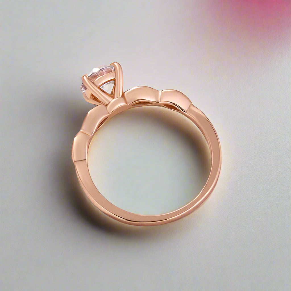 Rose Gold 1.0 ct Round Cut Diamond Promise Ring