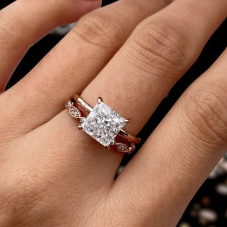 VIP UPGRADE- Rose Gold 2.5 Carat Princess Cut Engagement Ring Set (Aftersale Service)