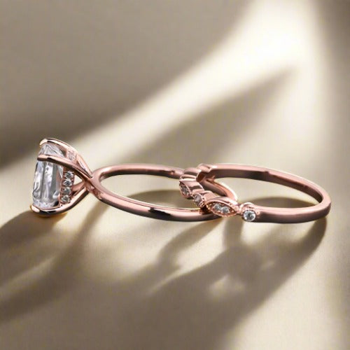 VIP UPGRADE- Rose Gold 2.5 Carat Princess Cut Engagement Ring Set (Aftersale Service)