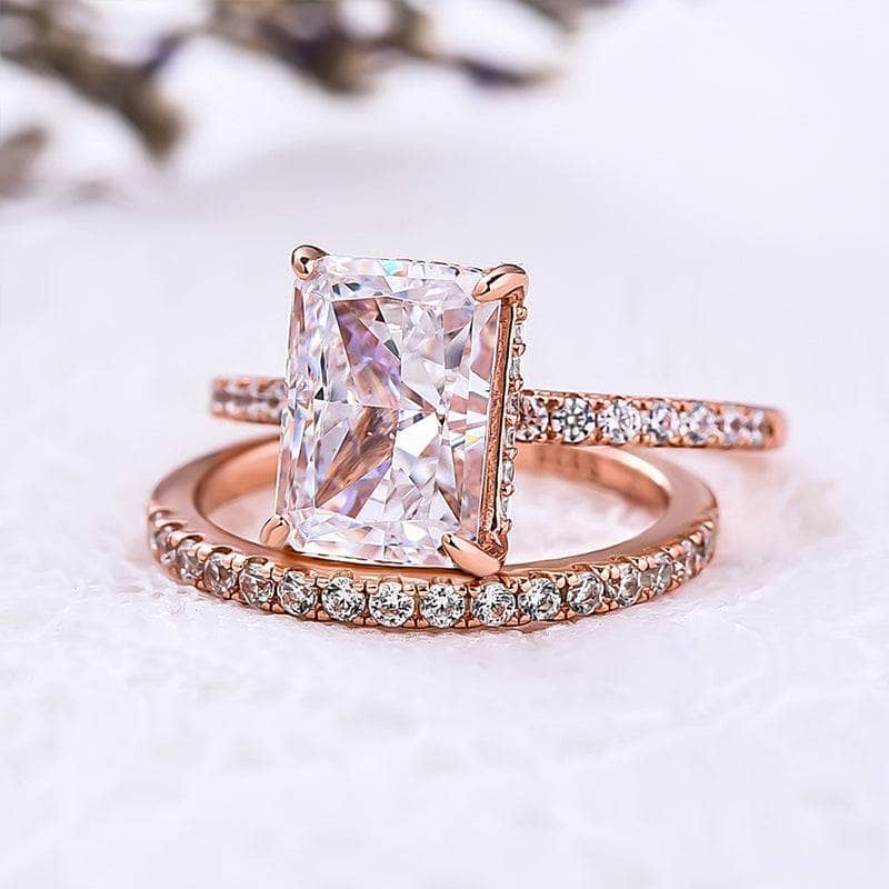 VIP Upgrade- Rose Gold 3.5ct Radiant Cut Wedding Ring Set (Aftersale Service)