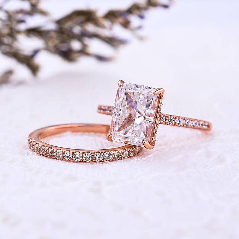 VIP Upgrade- Rose Gold 3.5ct Radiant Cut Wedding Ring Set (Aftersale Service)
