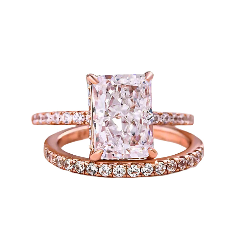 VIP Upgrade- Rose Gold 3.5ct Radiant Cut Wedding Ring Set (Aftersale Service)