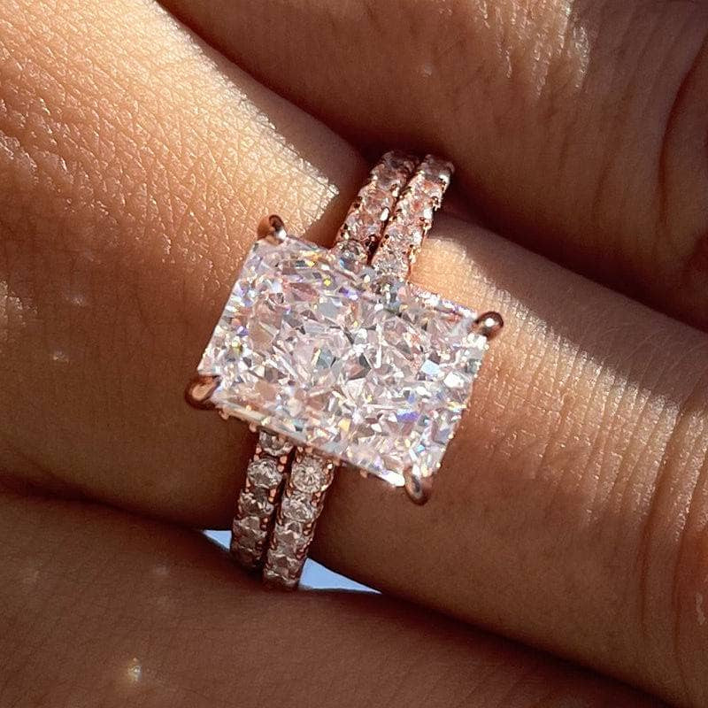 VIP Upgrade- Rose Gold 3.5ct Radiant Cut Wedding Ring Set (Aftersale Service)