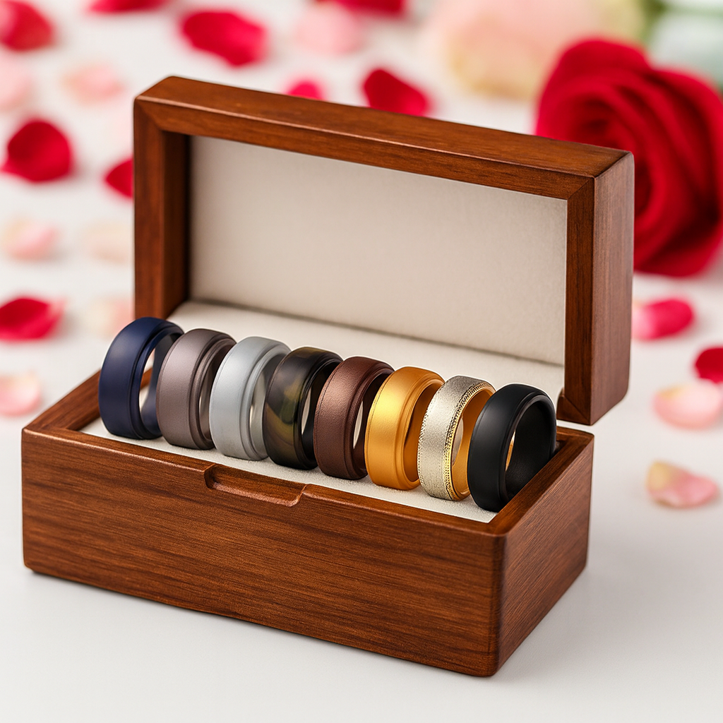 Sports Silicone Wedding Band Set