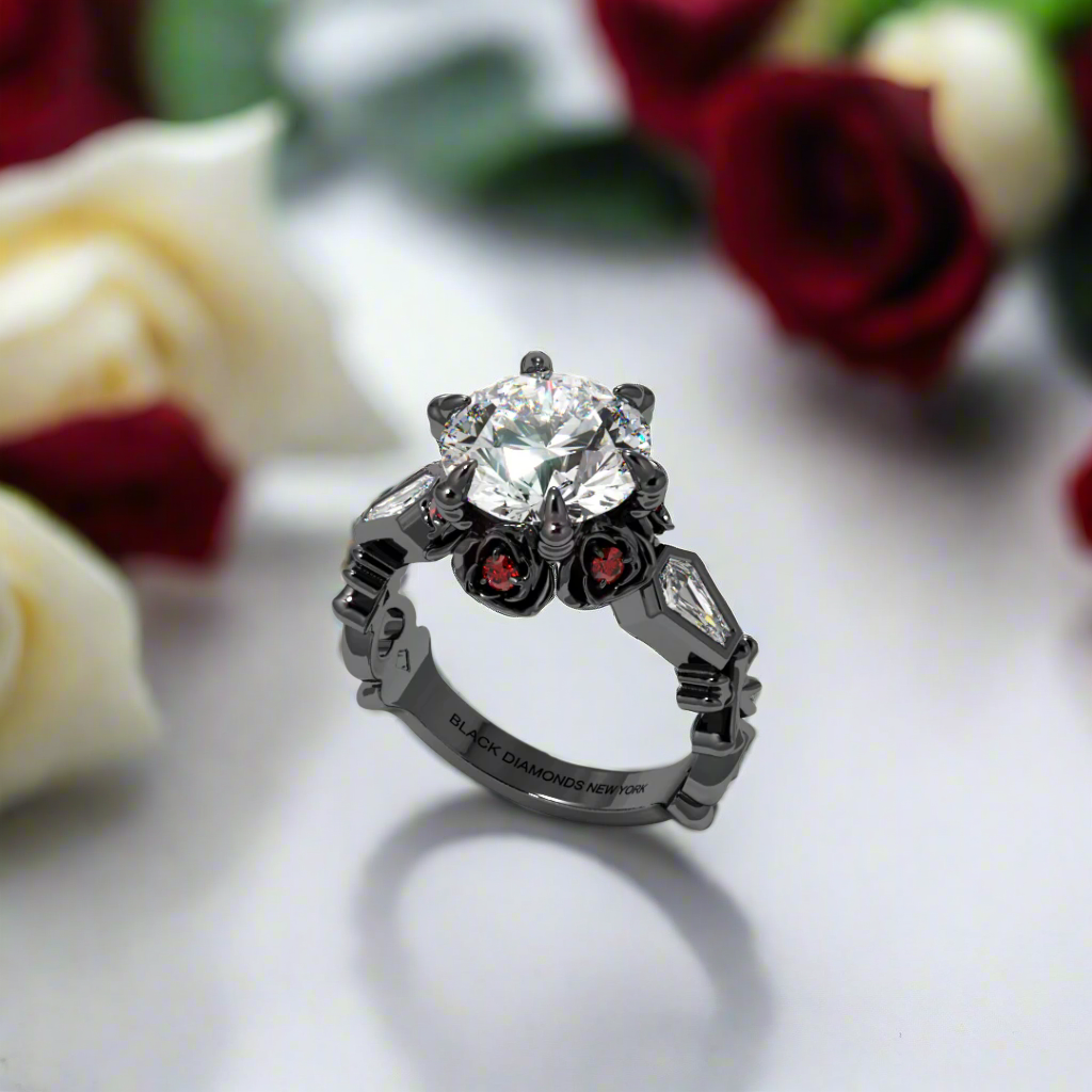Through Eternity Ring- 3 ct Round Cut Diamond with Spider Legs Gothic Wedding Ring