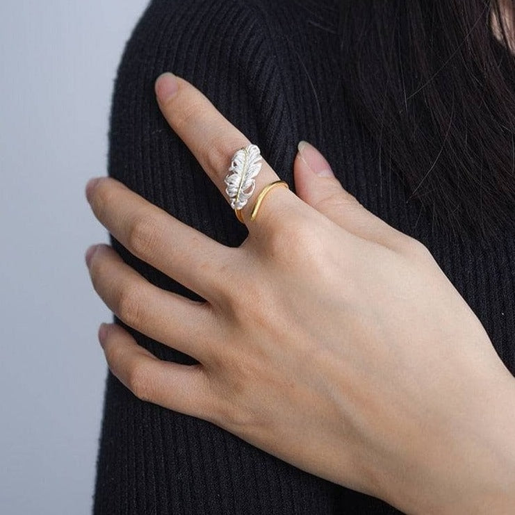Vintage Long Goose Feather Ring