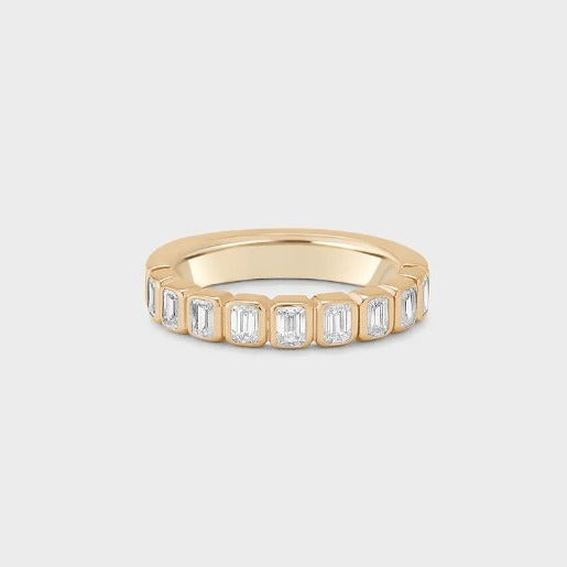 VIP Custom Dream Ring Band- 14k Bezel Emerald Cut Half Eternity (Aftersale Service)