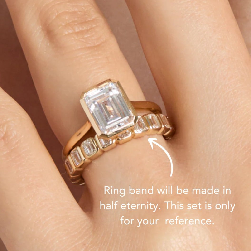 VIP Custom Dream Ring Band- 14k Bezel Emerald Cut Half Eternity (Aftersale Service)