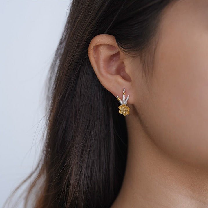 Winter Blossom and Snow Flower Stud Earrings