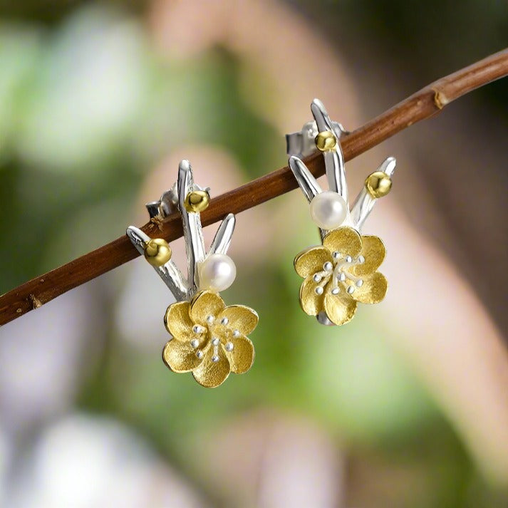 Winter Blossom and Snow Flower Stud Earrings