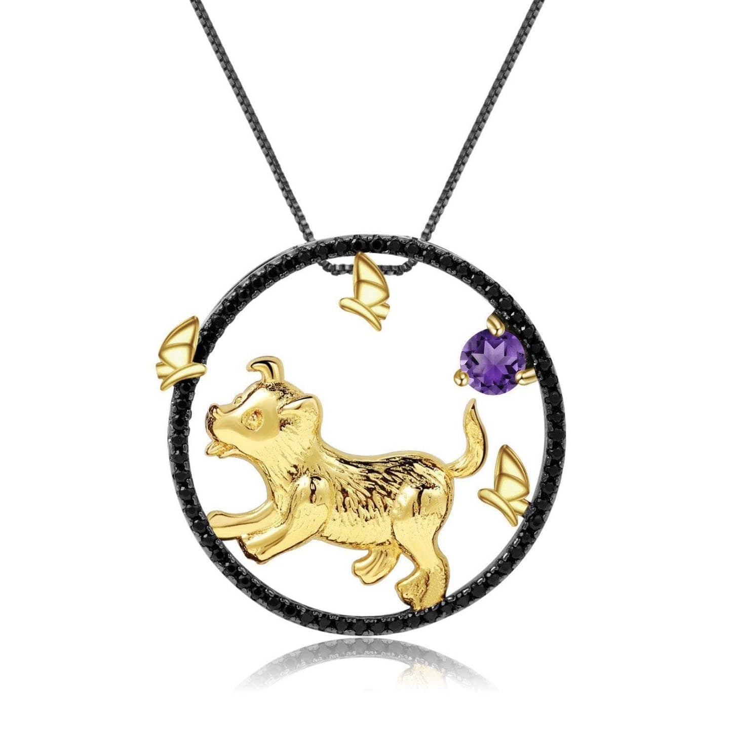 Year Of The Dog-Natural Red Garnet Gemstone Handmade Loyalty Dog Necklace