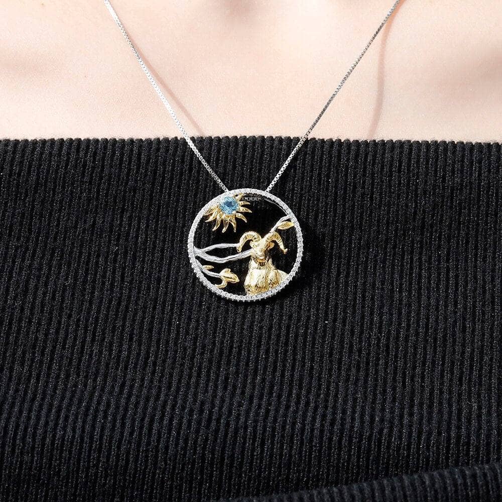 Year Of The Goat-Natural Gemstone Handmade Goat Necklace