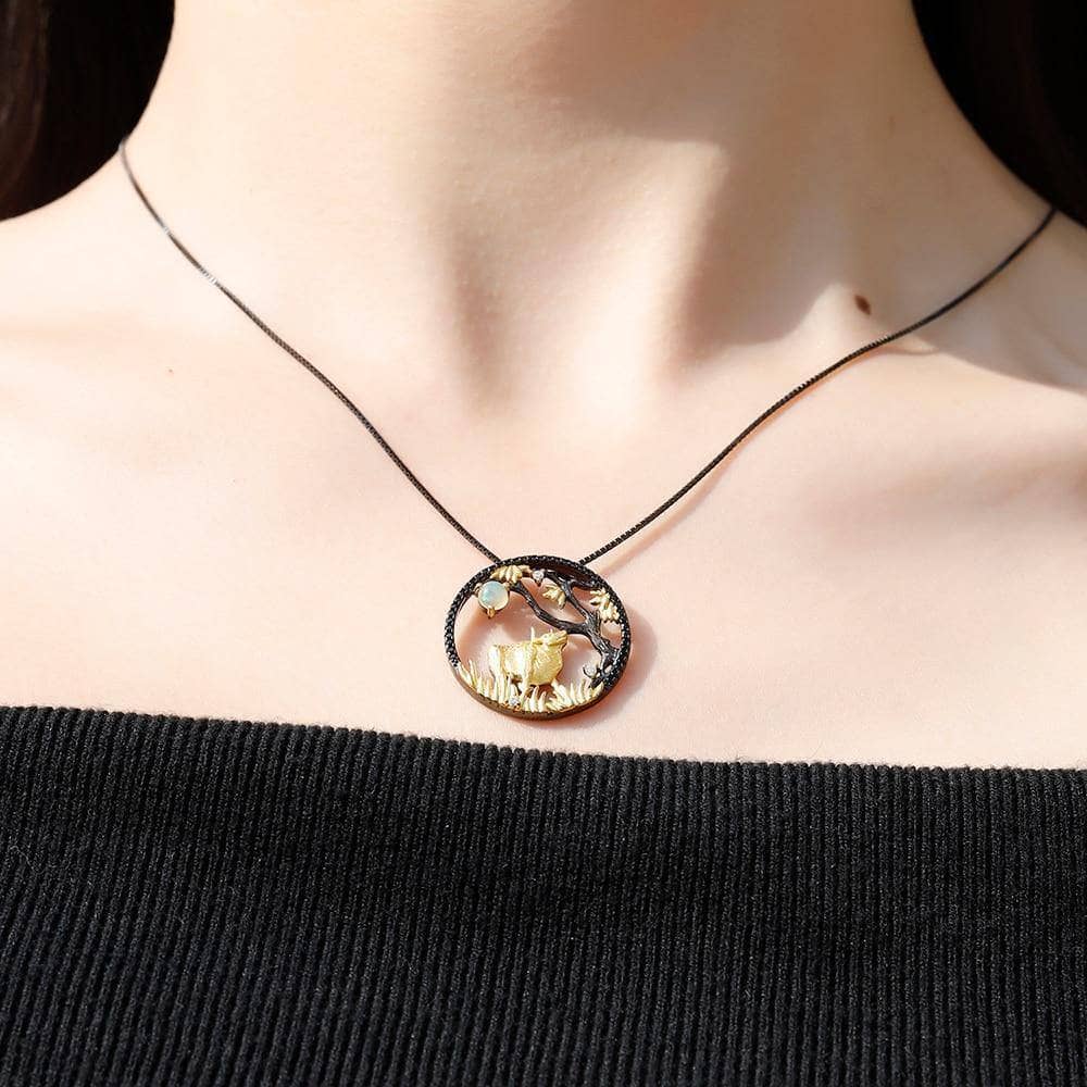 Year Of The Ox- Natural African Opal Gemstone Ox Necklace