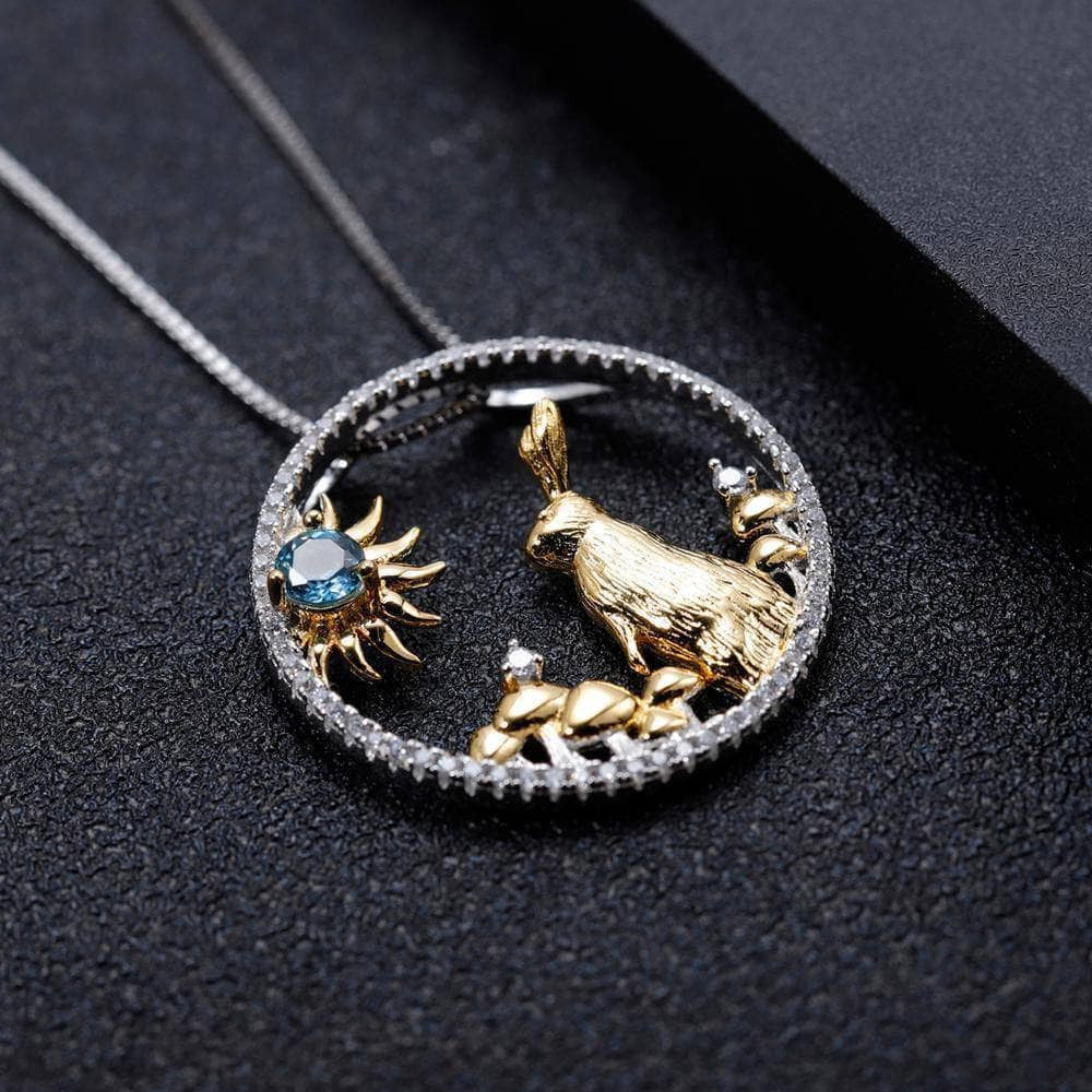 Year Of The Rabbit- Natural Gemstone Handmade Rabbit Necklace