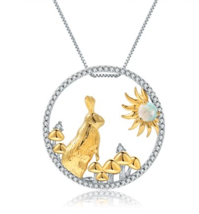 Year Of The Rabbit- Natural Gemstone Handmade Rabbit Necklace
