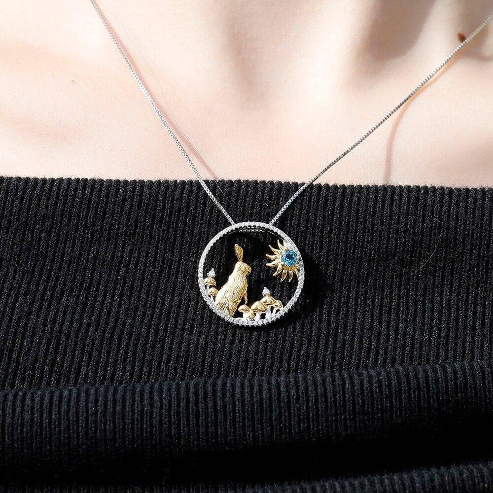 Year Of The Rabbit- Natural Gemstone Handmade Rabbit Necklace